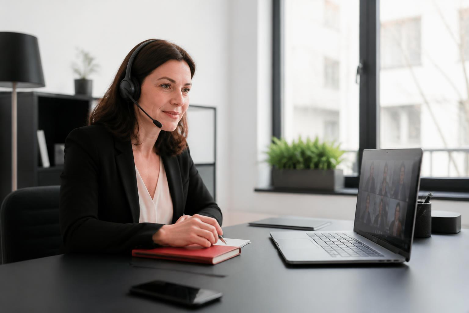 Conseillère Oktavia accompagnant des clients en visioconférence